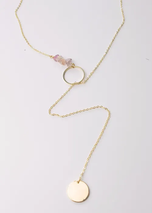 Pozlátený prevliekací náhrdeľník z kolekcie Spektrum s úlomkami prírodných kameňov Fluorit 3