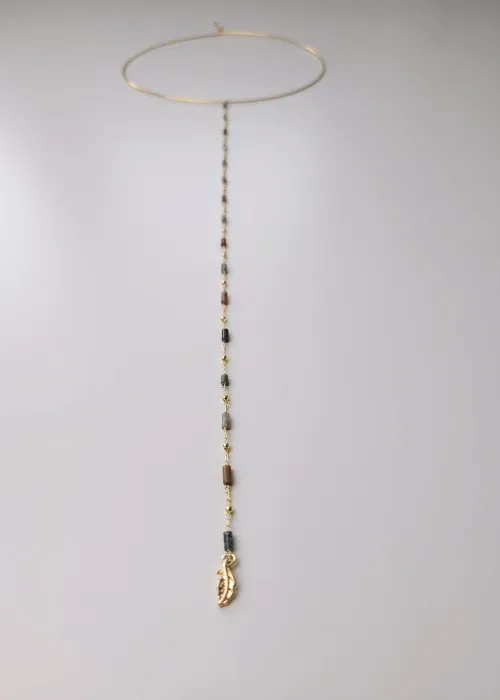 Pozlátená obruč - náhrdeľník z kolekcie Spektrum s úlomkami prírodných kameňov Fluorit 2