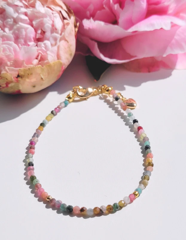 Leila - náramok z Turmalínu s pozláteným zapínaním 2