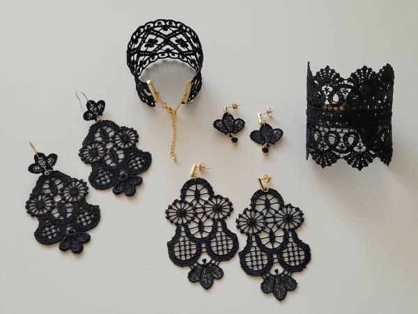 Bohéma - dvojité čipkové náušnice s pozláteným komponentom 2