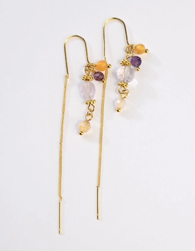 Pozlátené náušnice z kolekcie Violetta s farebnými minerálmi 2