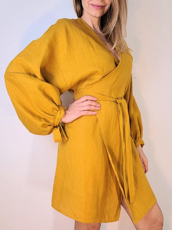 Luna žlté ľanové šaty 5