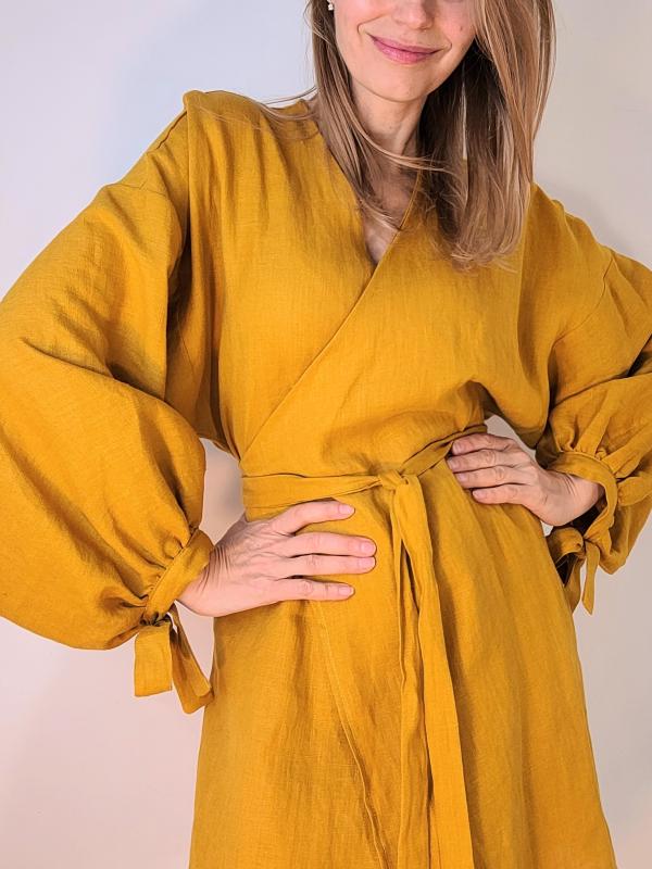 Luna žlté ľanové šaty 1