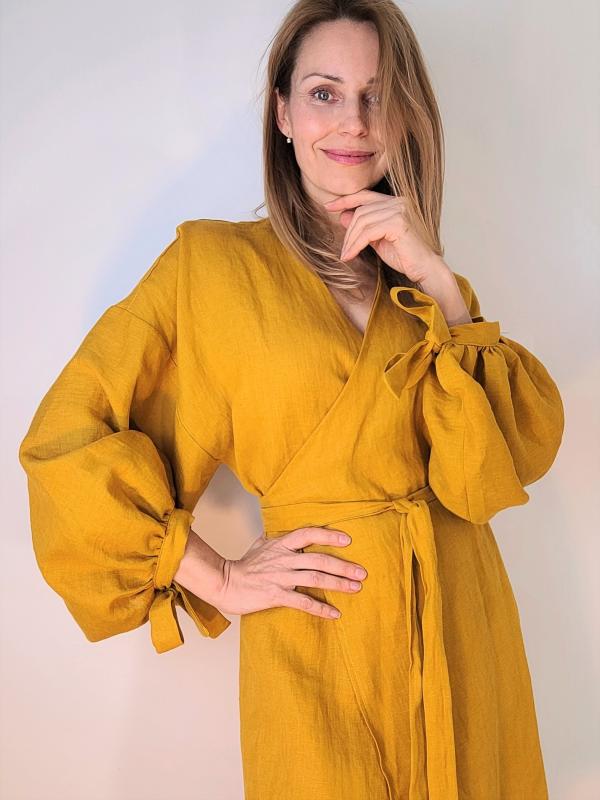 Luna žlté ľanové šaty