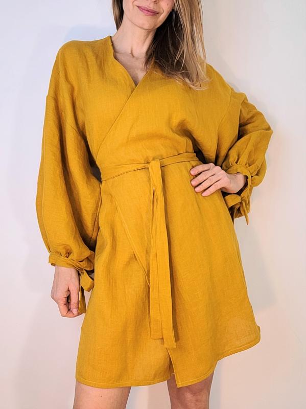 Luna žlté ľanové šaty 4