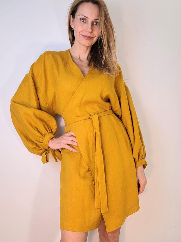 Luna žlté ľanové šaty 6