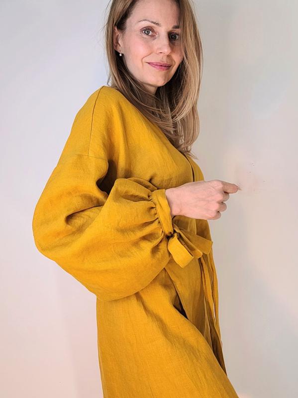 Luna žlté ľanové šaty 2