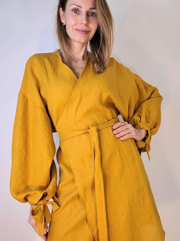 Luna žlté ľanové šaty 3